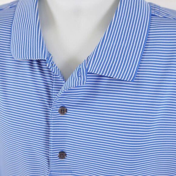 FJ Footjoy‎ Polo Shirt Collared Blue Striped 2XL Short Sleeve - Picture 2 of 9